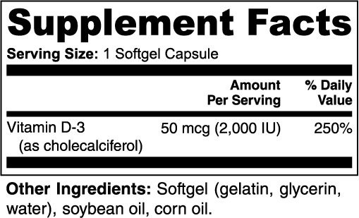 Vitamin D3 2,000 IU Softgels